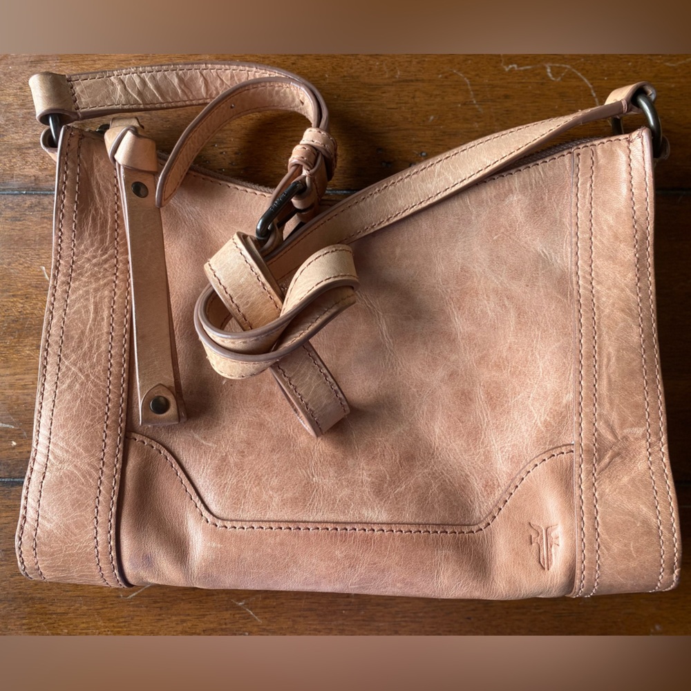 Frye Blush Pink Leather Crossbody with Zipper Detail